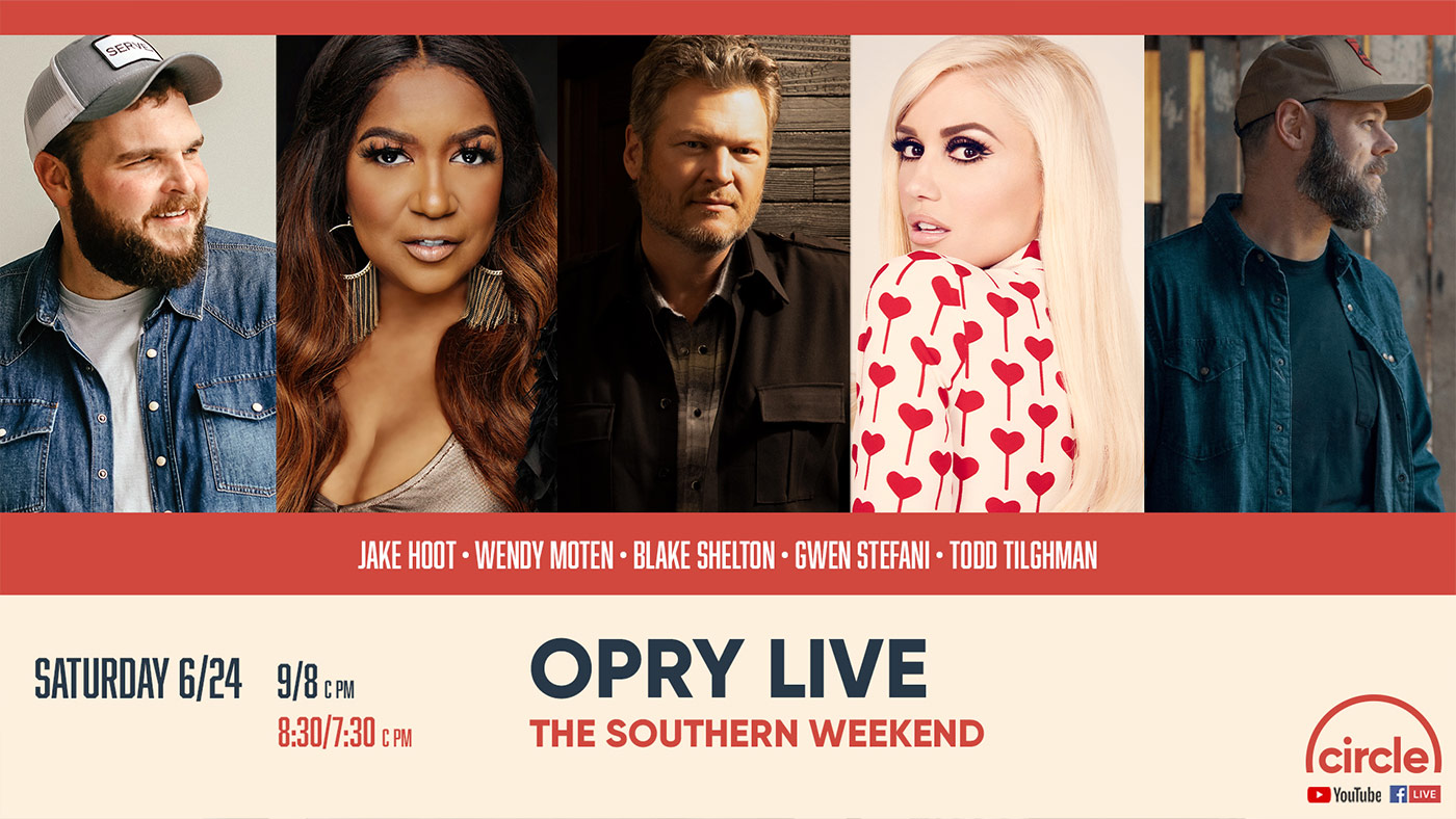 Jake Hoot, Wendy Moten, Blake Shelton, Gwen Stefani and Todd Tilghman to Perform on Opry Live This Saturday