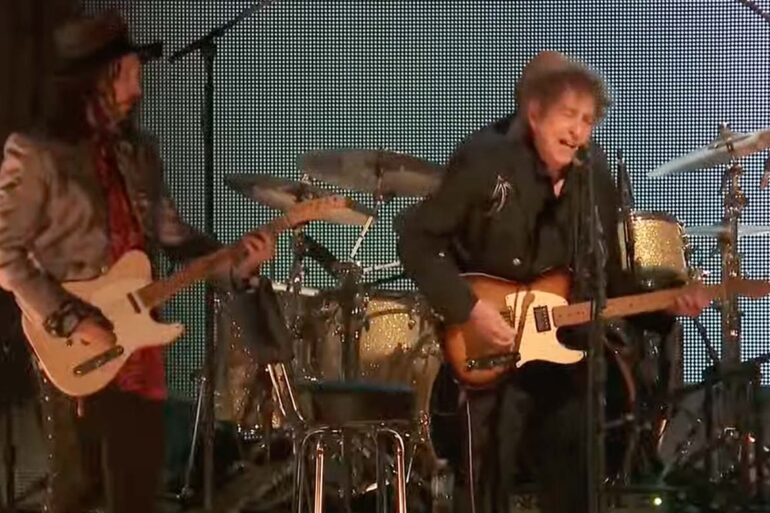 Bob Dylan performs on stage at Farm Aid 2023 in Indiana