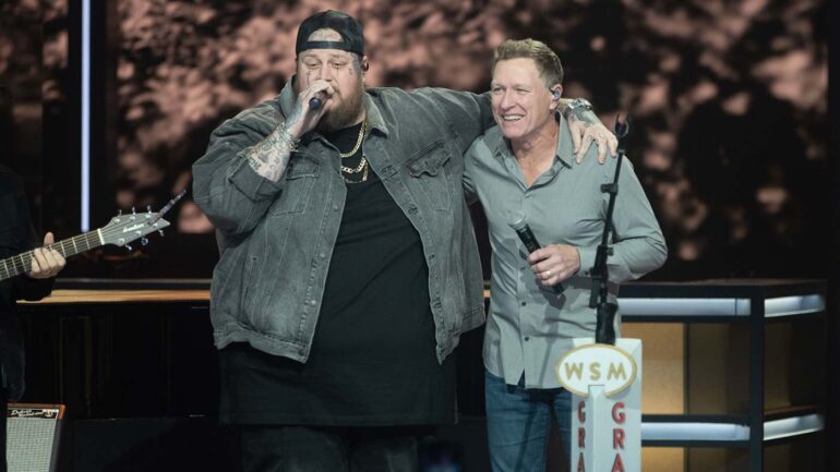 Craig Morgan and Jelly Roll perform on the Grand Ole Opry Stage