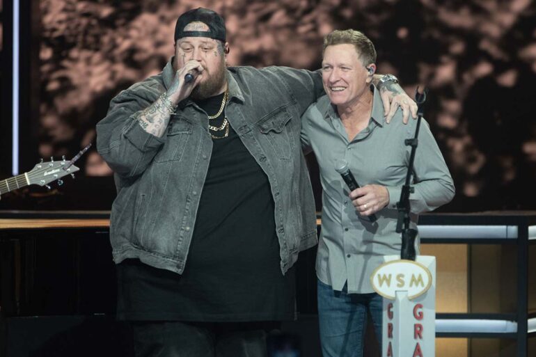 Craig Morgan and Jelly Roll perform on the Grand Ole Opry Stage